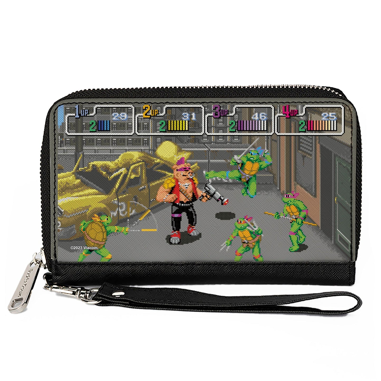 PU Zip Around Wallet Rectangle - Teenage Mutant Ninja Turtles and Bebop Arcade Battle Scene