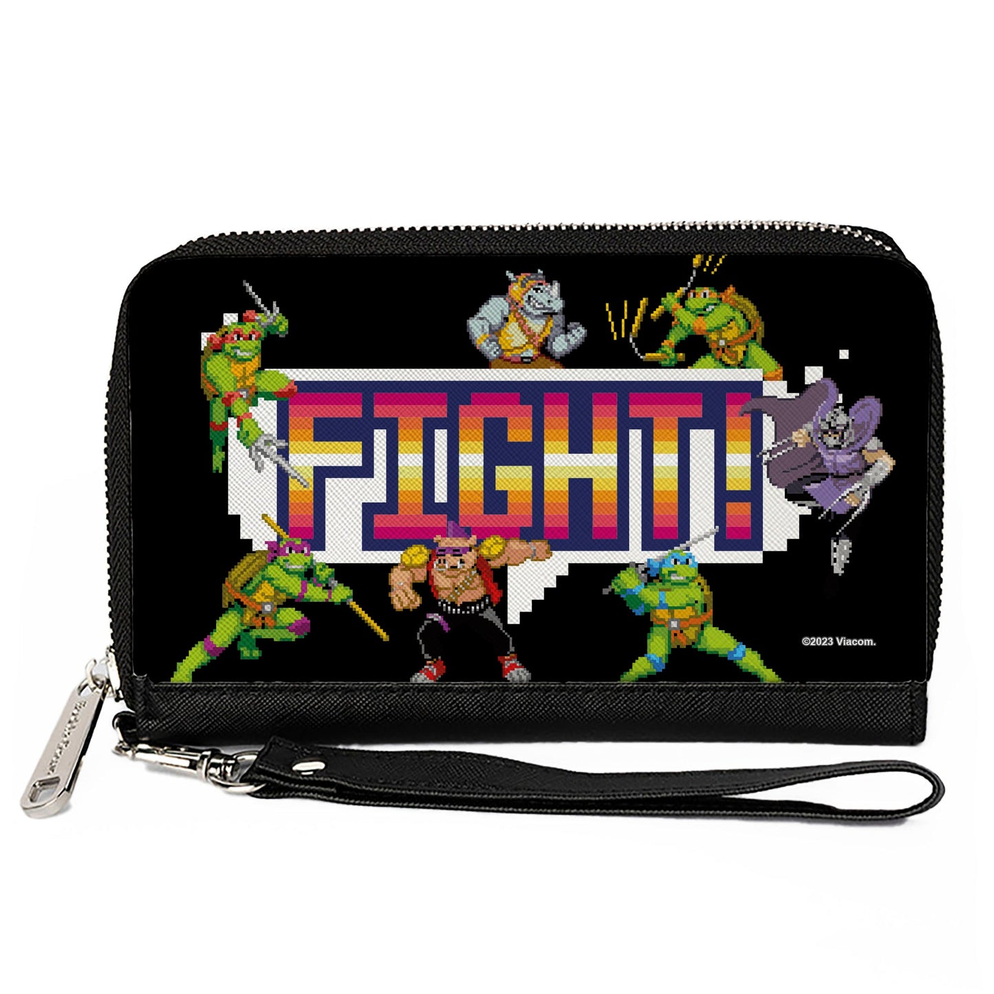 PU Zip Around Wallet Rectangle - Teenage Mutant Ninja Turtles and Villains Arcade FIGHT! Pose Black