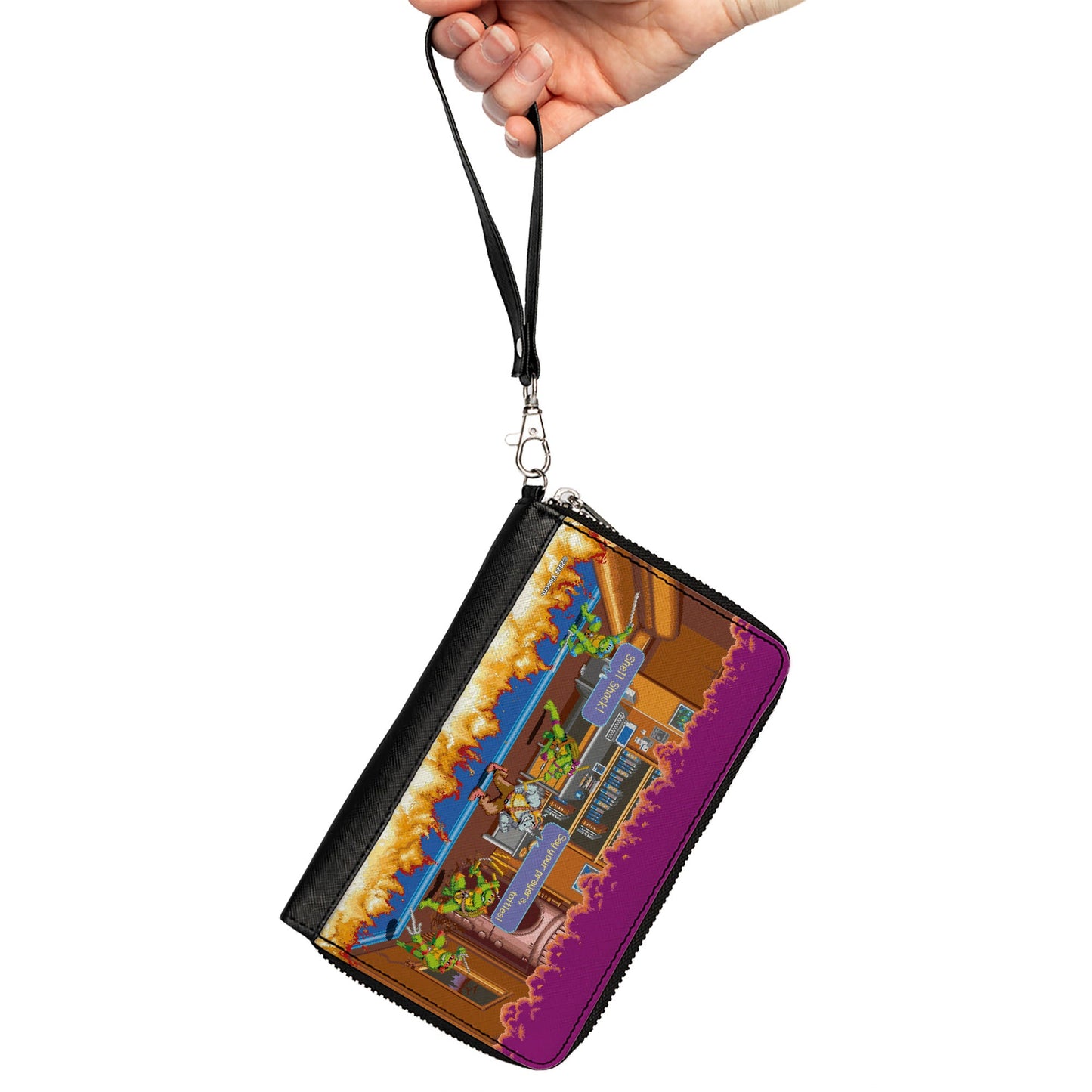 PU Zip Around Wallet Rectangle - Teenage Mutant Ninja Turtles Battle Rocksteady Arcade Scene