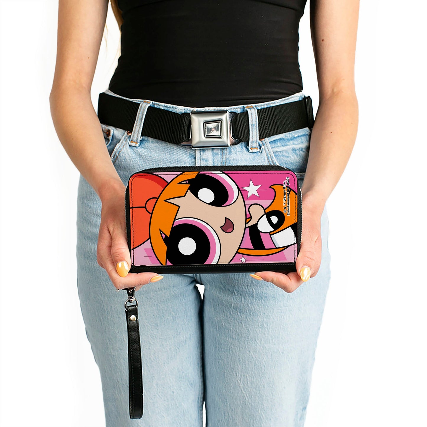 PU Zip Around Wallet Rectangle - The Powerpuff Girls Blossom Close-Up Pose Pinks