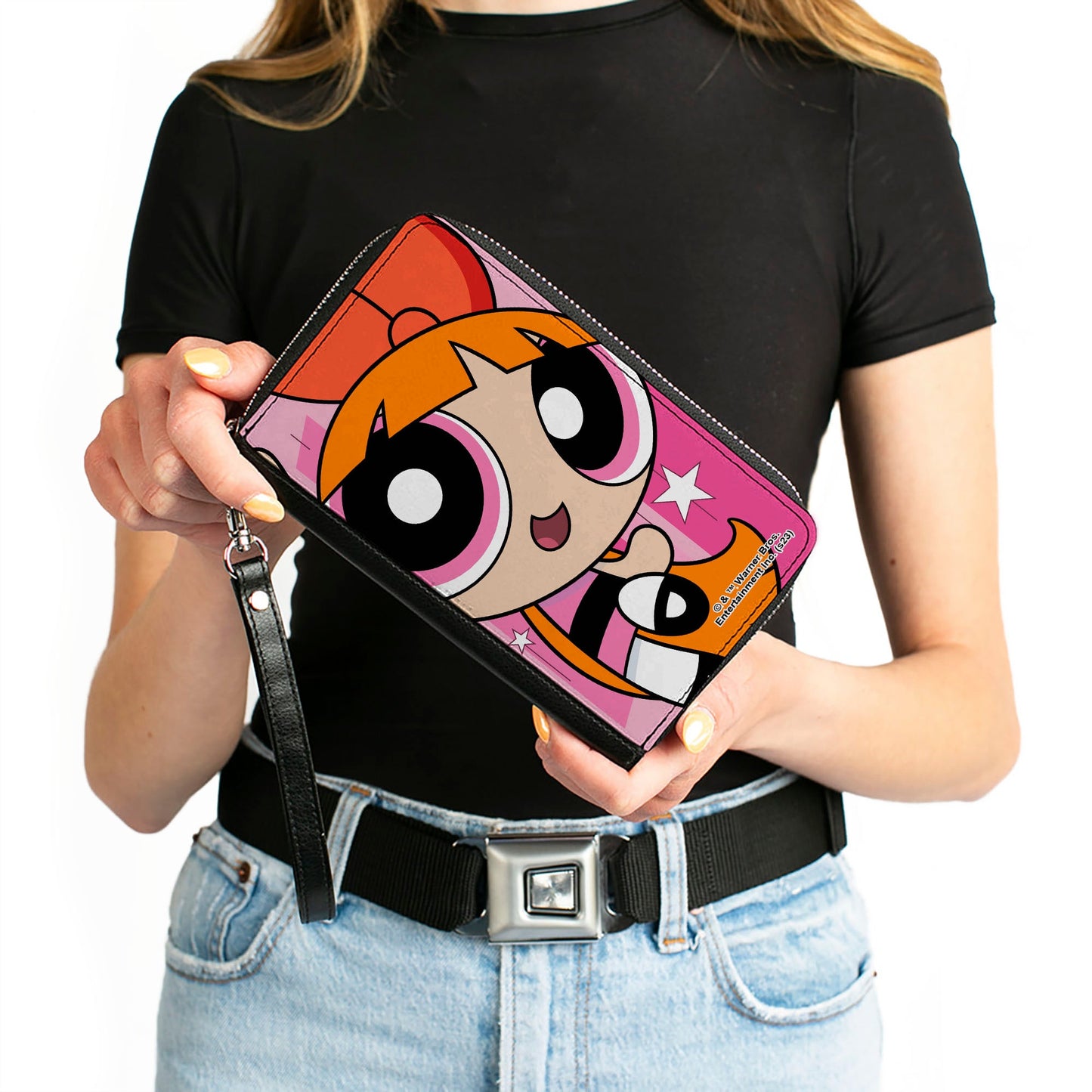 PU Zip Around Wallet Rectangle - The Powerpuff Girls Blossom Close-Up Pose Pinks