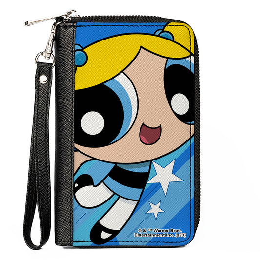 PU Zip Around Wallet Rectangle - The Powerpuff Girls Bubbles Close-Up Pose Blues