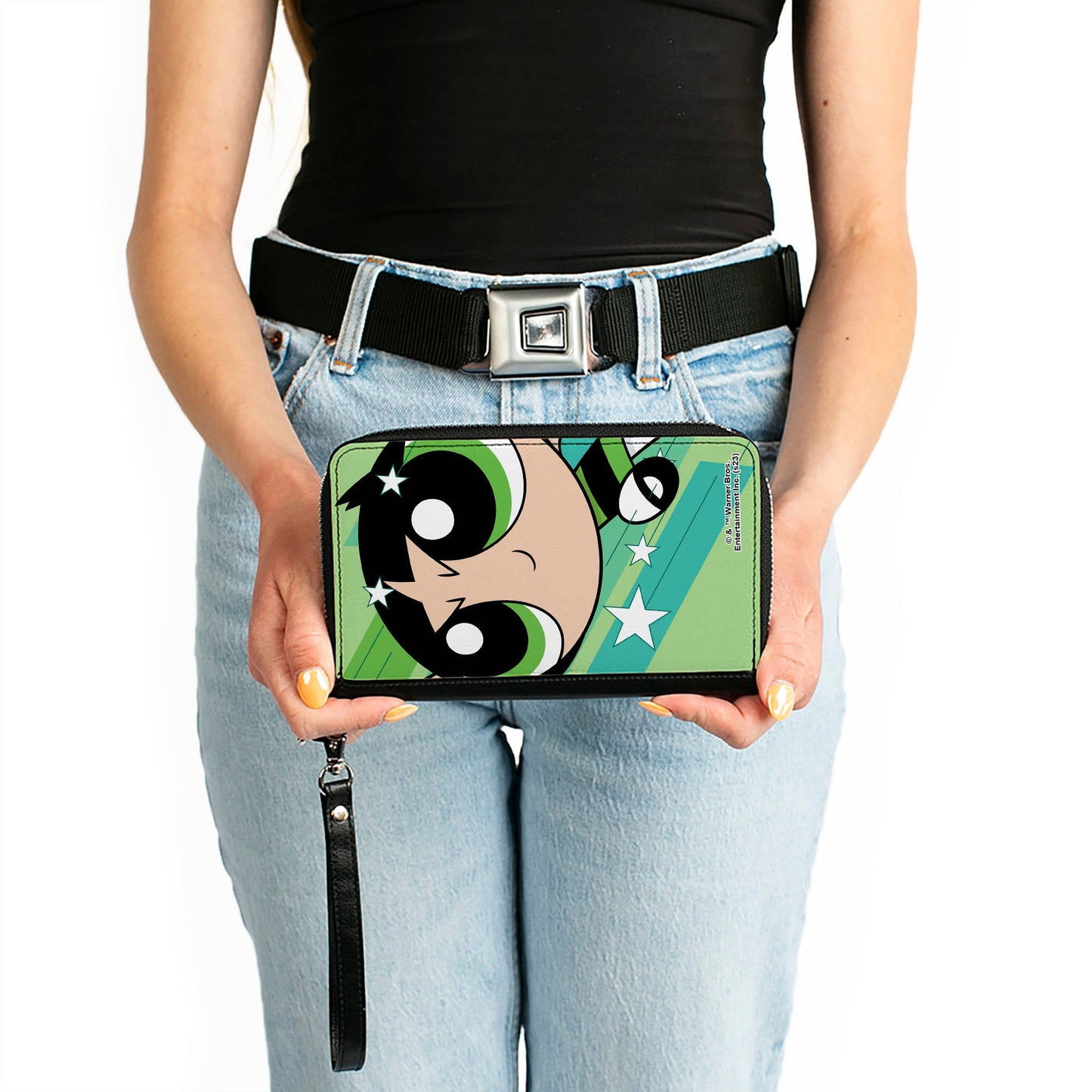 PU Zip Around Wallet Rectangle - The Powerpuff Girls Buttercup Close-Up Pose Greens