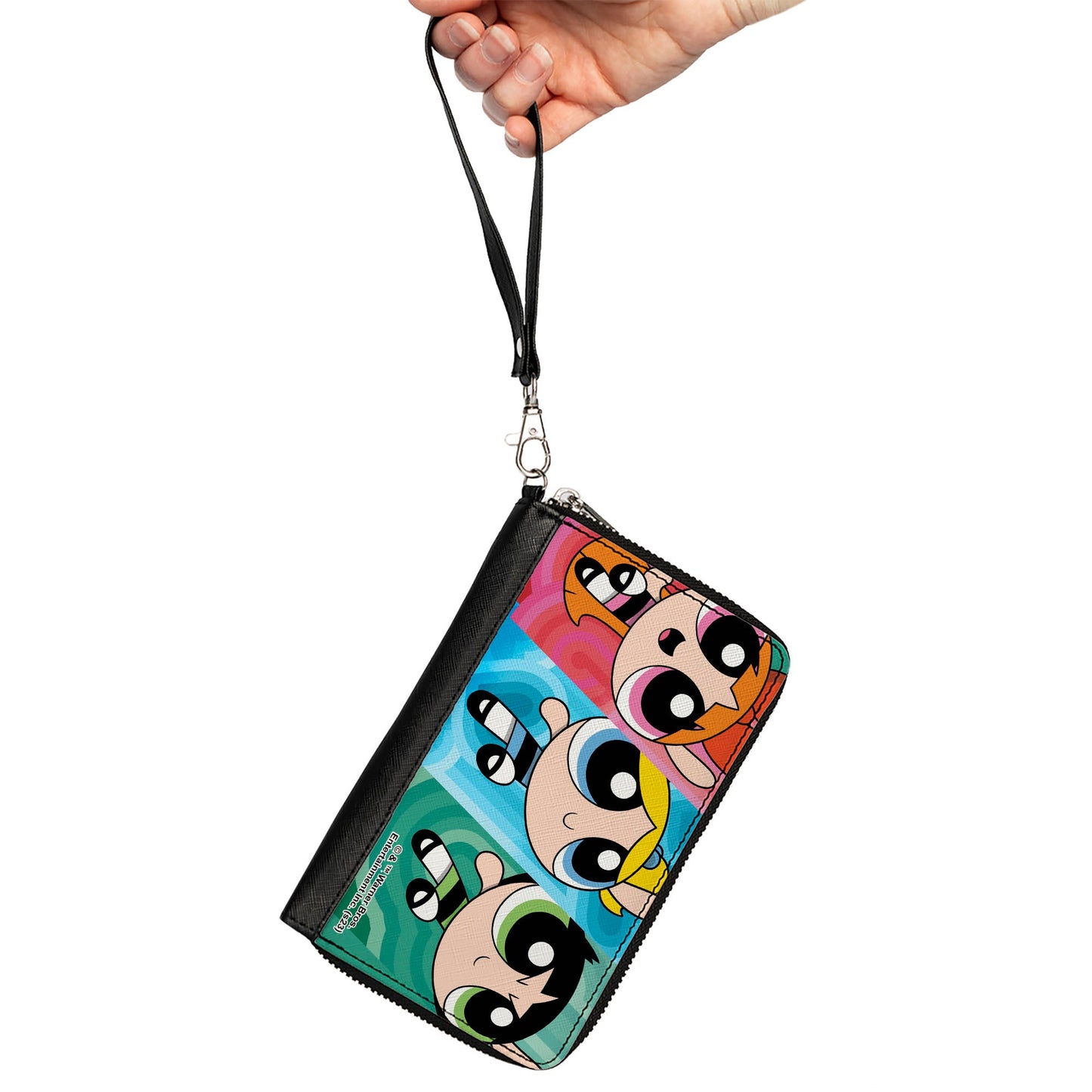 PU Zip Around Wallet Rectangle - The Powerpuff Girls Action Pose Blocks Multi Color