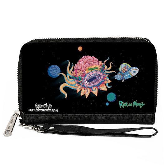 PU Zip Around Wallet Rectangle - RICK AND MORTY Space Cruiser Escape Scene