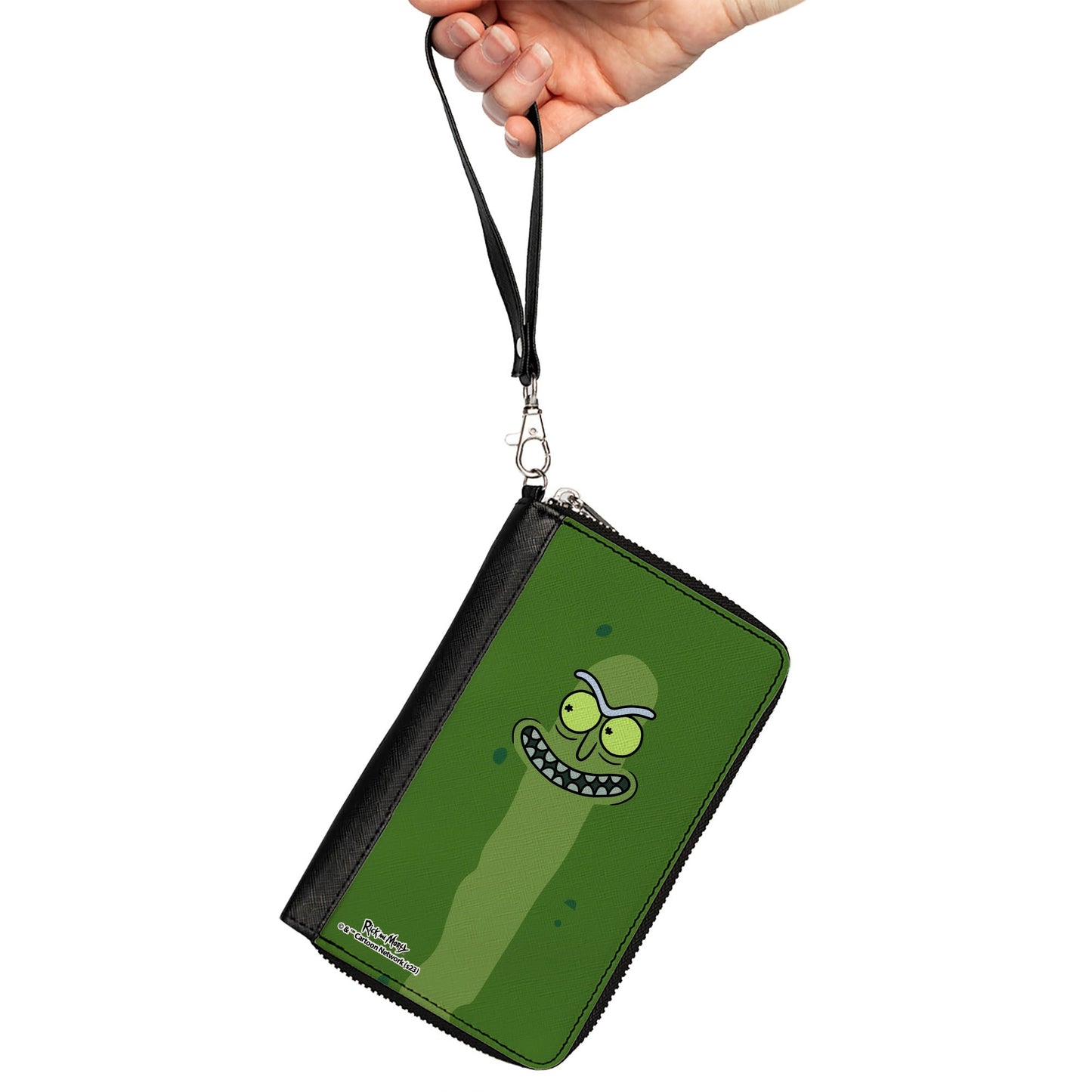 PU Zip Around Wallet Rectangle - Rick and Morty Pickle Rick Grinning Greens