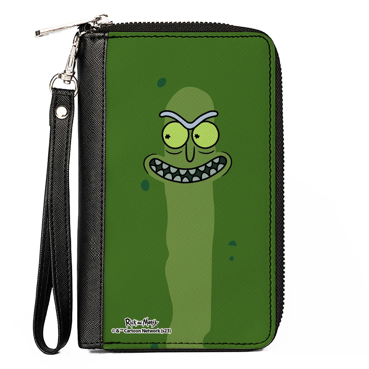 PU Zip Around Wallet Rectangle - Rick and Morty Pickle Rick Grinning Greens