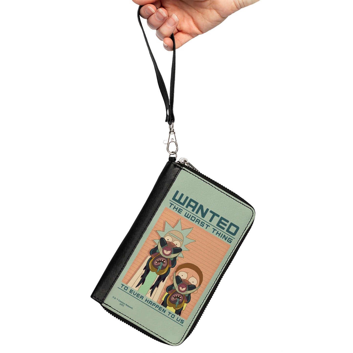 PU Zip Around Wallet Rectangle - Rick and Morty WANTED Poster THE WORST THING Pose