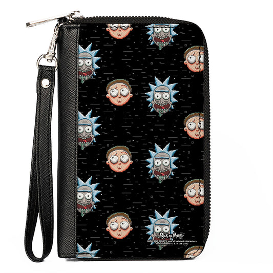 Women's PU Zip Around Wallet Rectangle - Rick and Morty Pixelverse Expressions in Space