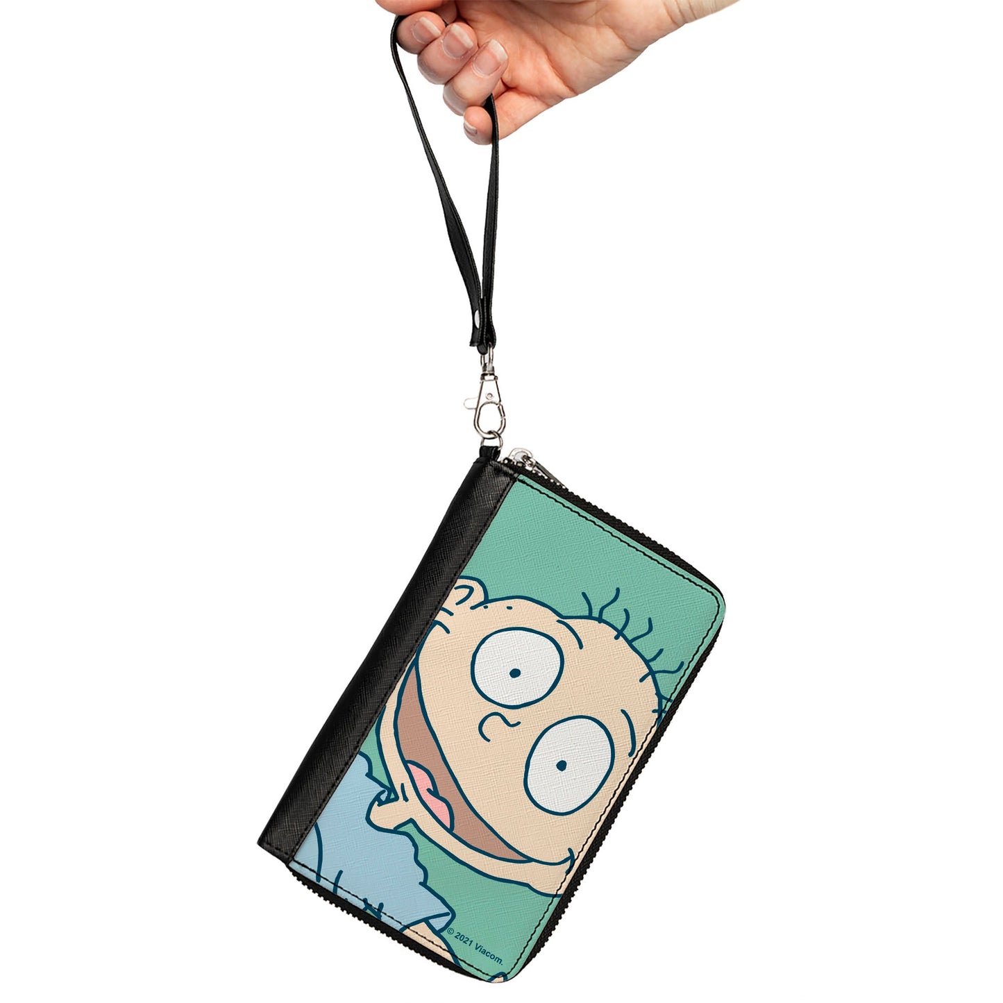 PU Zip Around Wallet Rectangle - Rugrats Tommy Pickles Face CLOSE-UP Seafoam Green