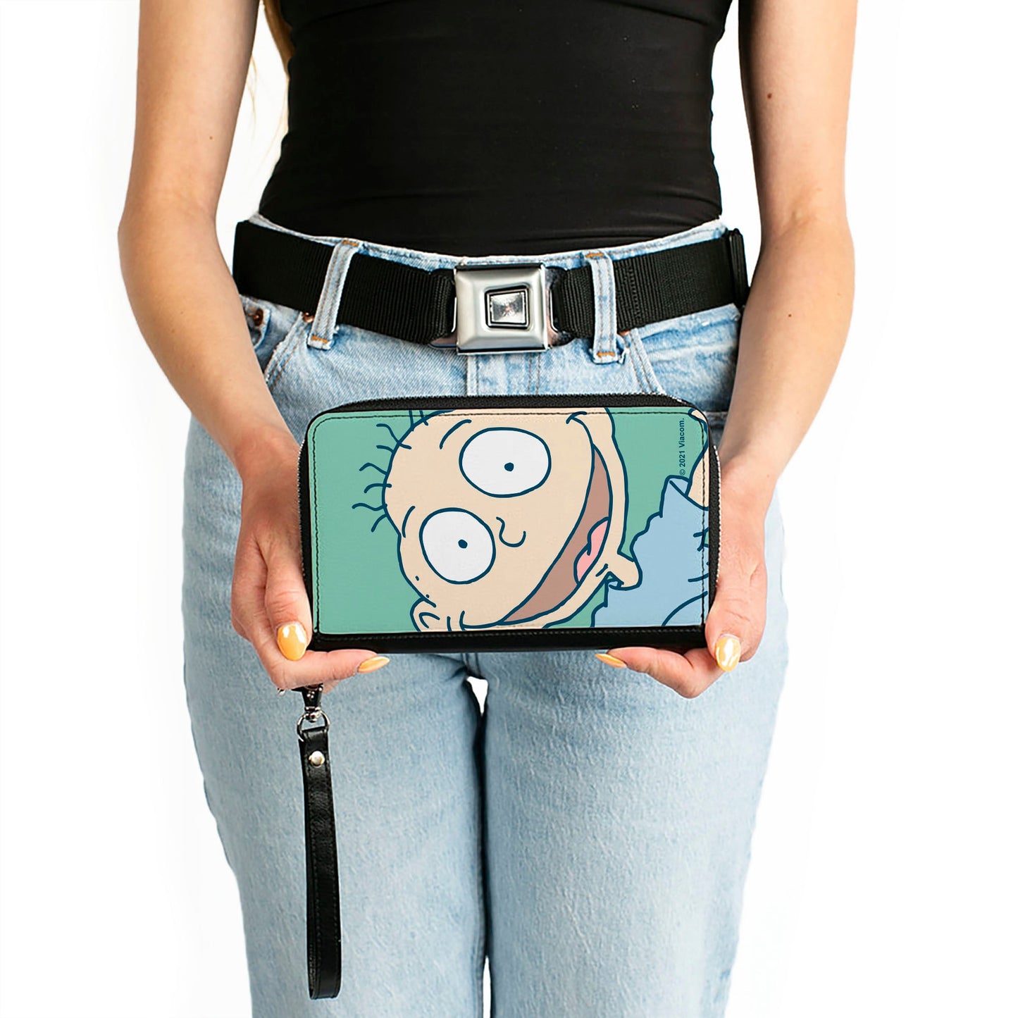 PU Zip Around Wallet Rectangle - Rugrats Tommy Pickles Face CLOSE-UP Seafoam Green