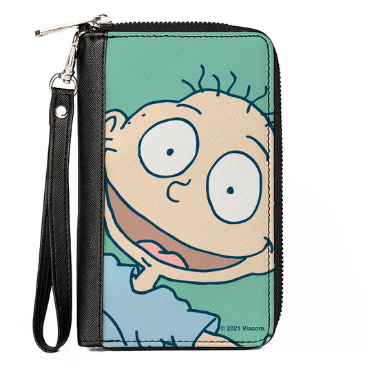 PU Zip Around Wallet Rectangle - Rugrats Tommy Pickles Face CLOSE-UP Seafoam Green