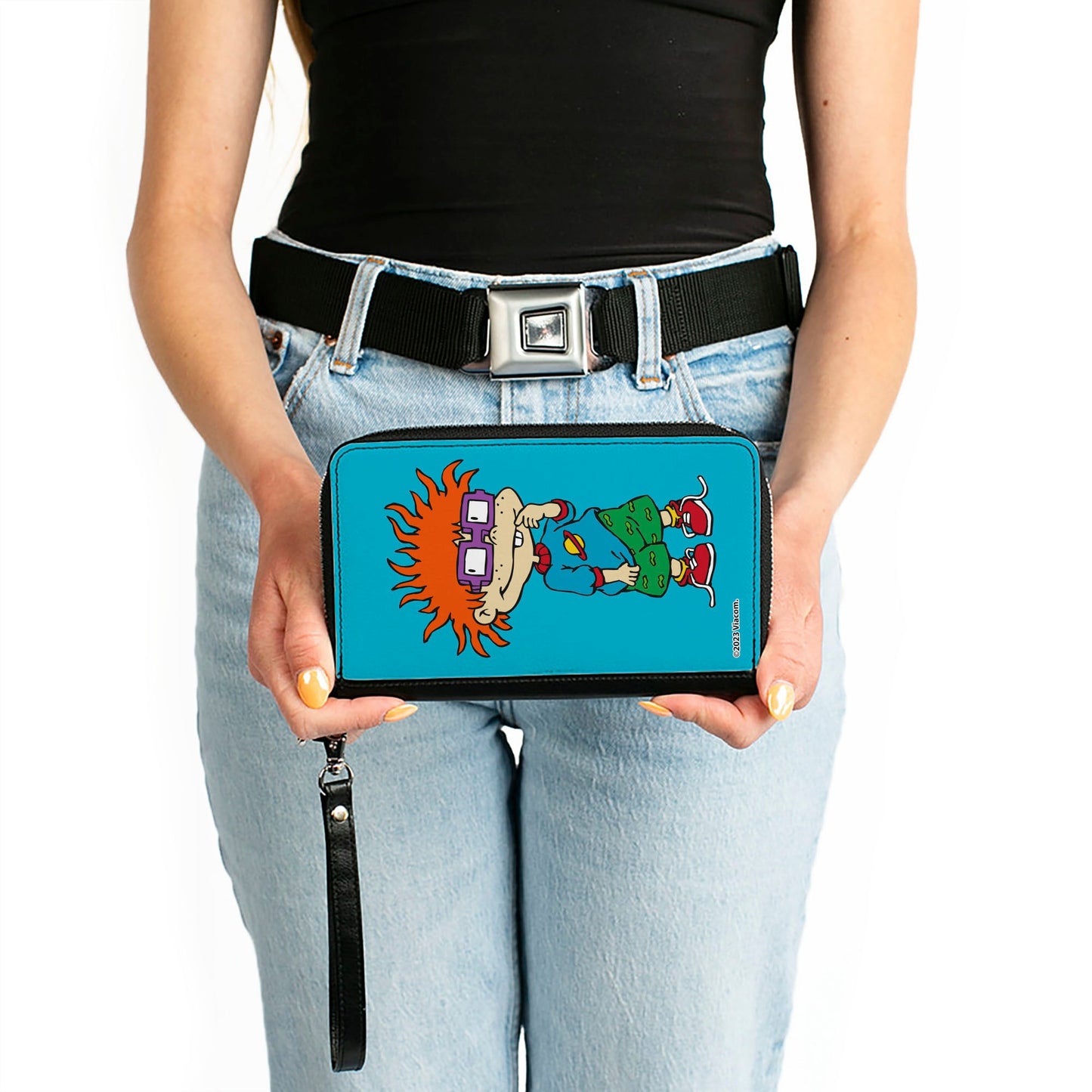 PU Zip Around Wallet Rectangle - Rugrats Chuckie Pose Blue