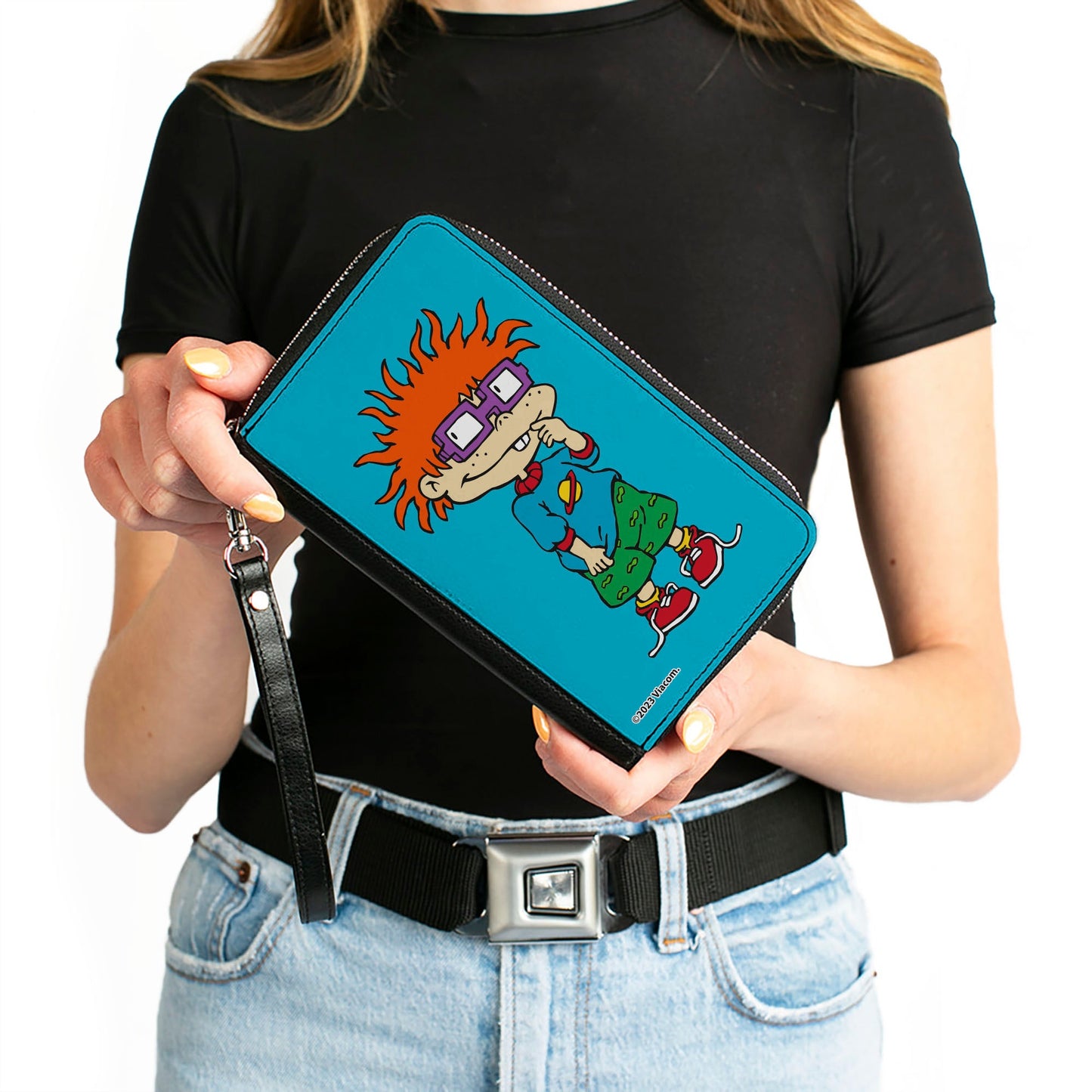 PU Zip Around Wallet Rectangle - Rugrats Chuckie Pose Blue