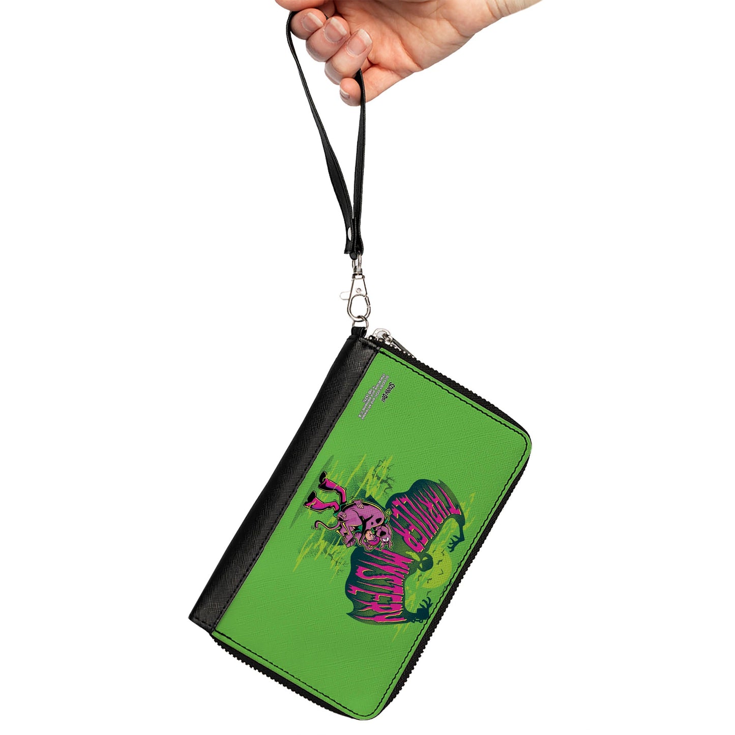 Women's PU Zip Around Wallet Rectangle - Shaggy Carrying Scooby-Doo THRILLER MYSTERY Ghost Greens