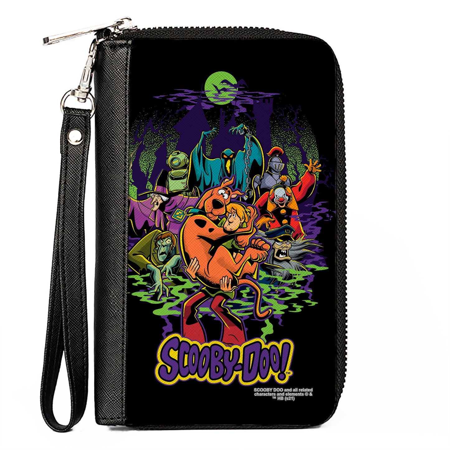 Women's PU Zip Around Wallet Rectangle - SCOOBY-DOO Shaggy Carrying Scooby-Doo with Monsters Pose