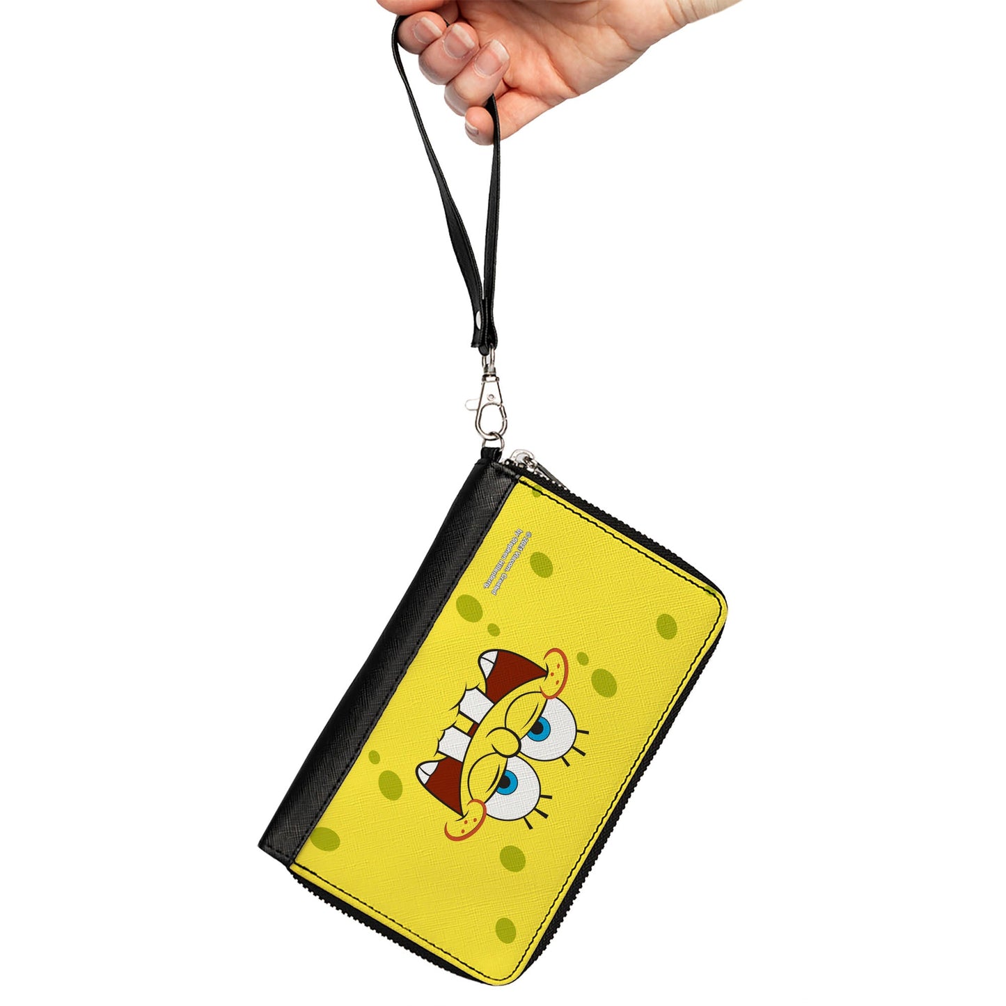 PU Zip Around Wallet Rectangle - SpongeBob Biting Lip Face Centered