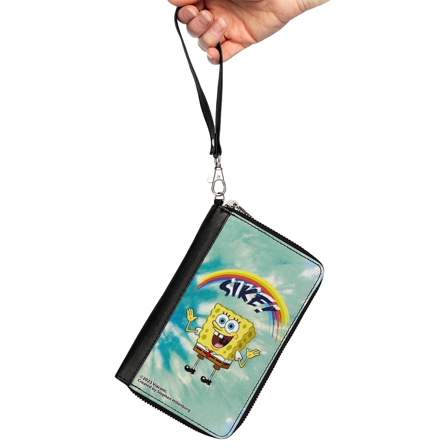 PU Zip Around Wallet Rectangle - SpongeBob SquarePants Rainbow SIKE! Pose Blues