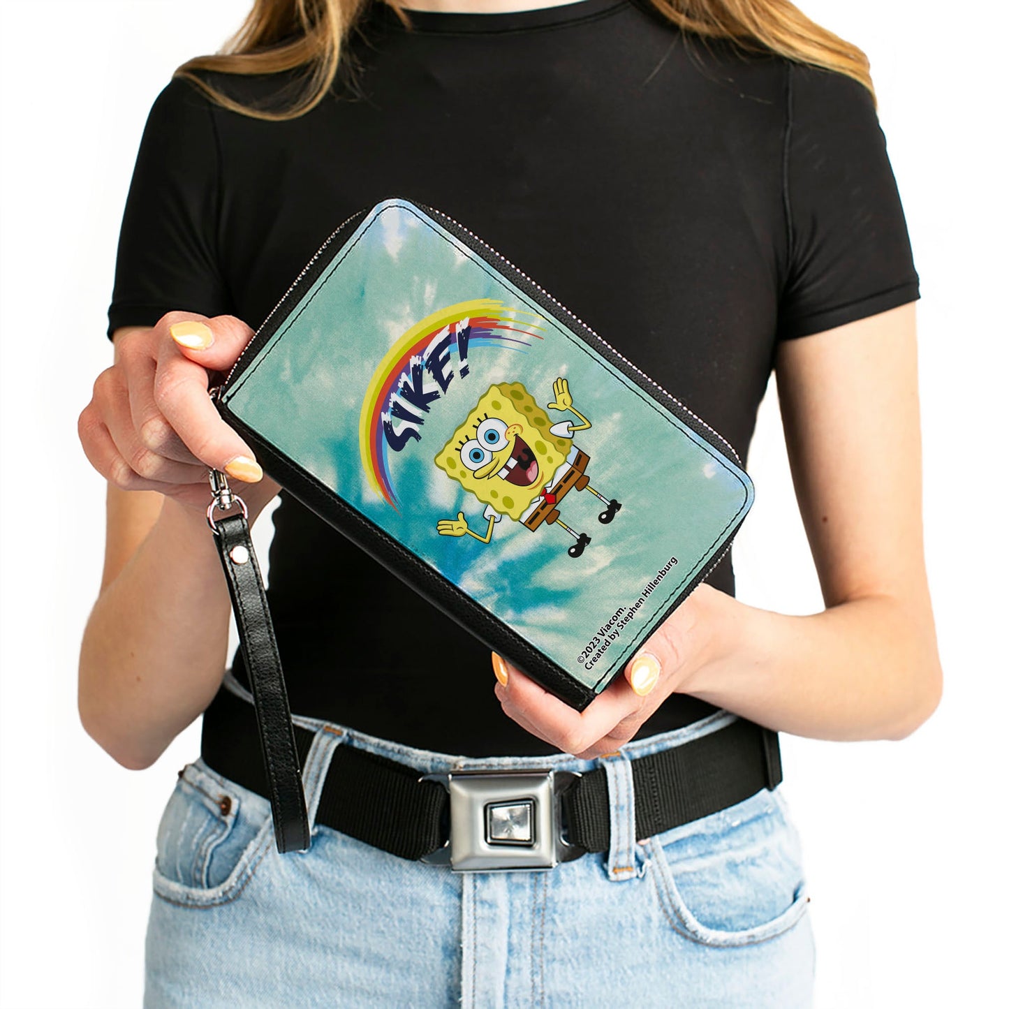 PU Zip Around Wallet Rectangle - SpongeBob SquarePants Rainbow SIKE! Pose Blues