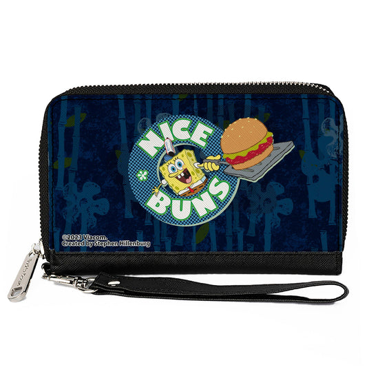 PU Zip Around Wallet Rectangle - SpongeBob SquarePants NICE BUNS Pose Blues