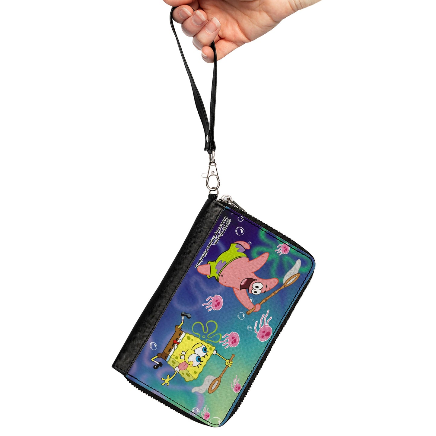 PU Zip Around Wallet Rectangle - Patrick Star & SpongeBob SquarePants Jellyfishing Catch Pose