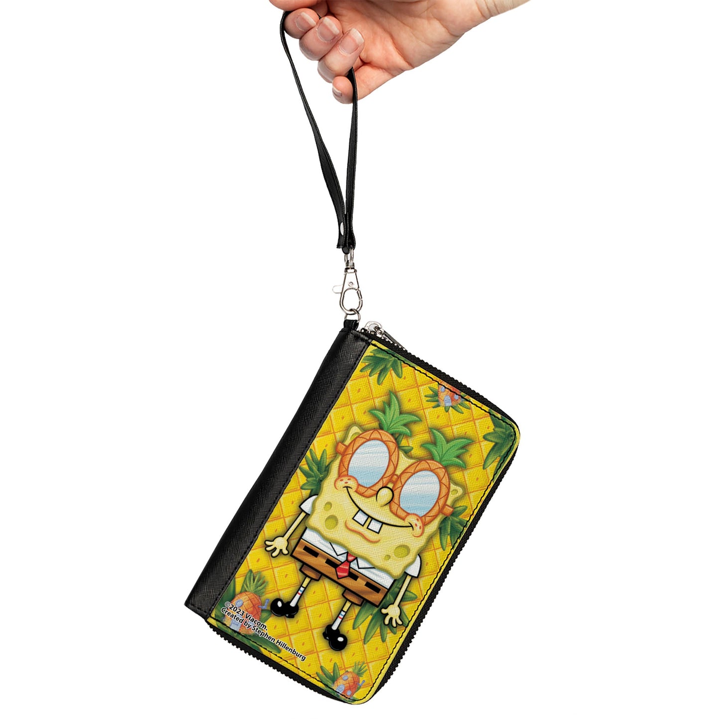 PU Zip Around Wallet Rectangle - SpongeBob SquarePants Pineapple Eyes Pose Pineapple Gold