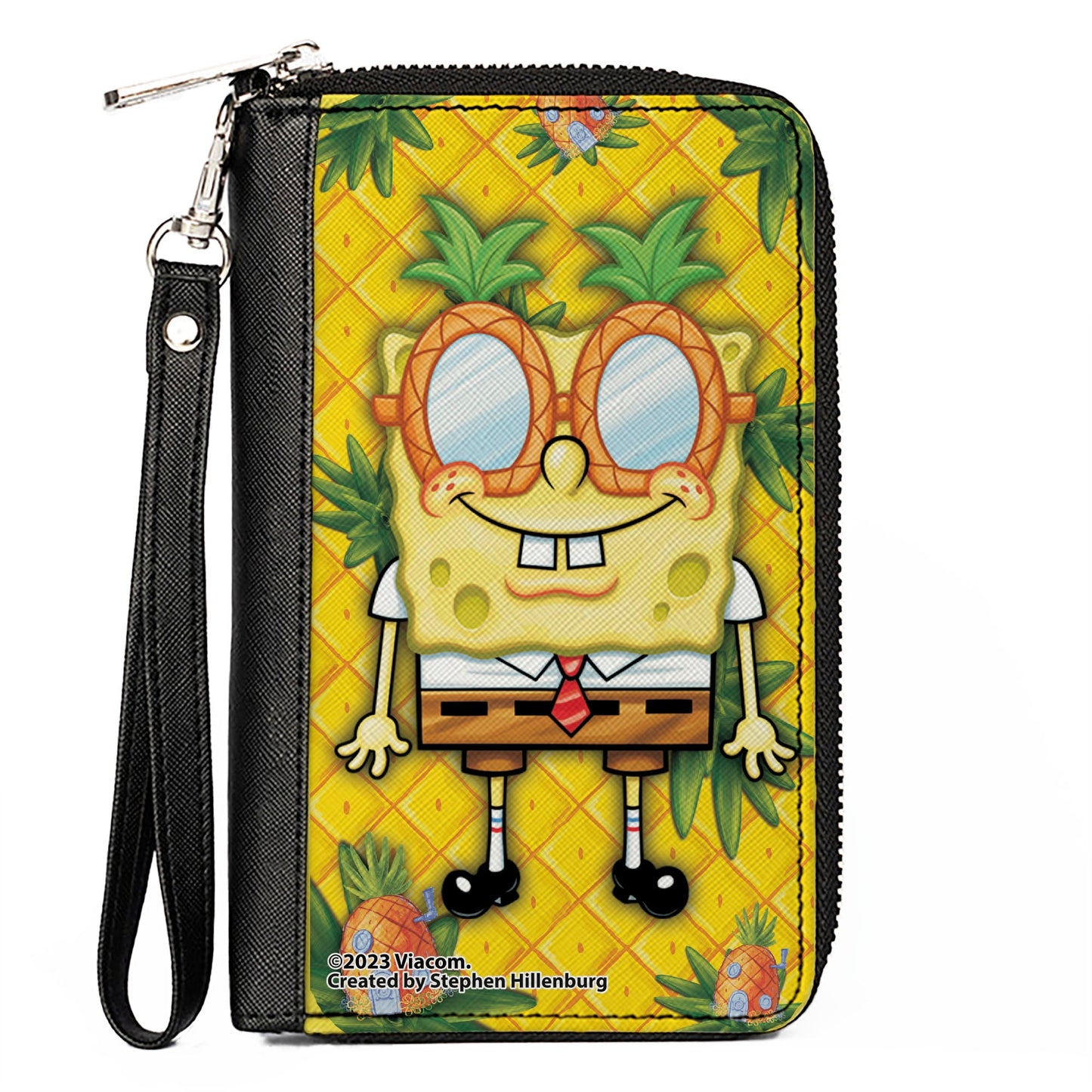 PU Zip Around Wallet Rectangle - SpongeBob SquarePants Pineapple Eyes Pose Pineapple Gold