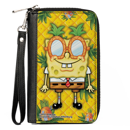 PU Zip Around Wallet Rectangle - SpongeBob SquarePants Pineapple Eyes Pose Pineapple Gold