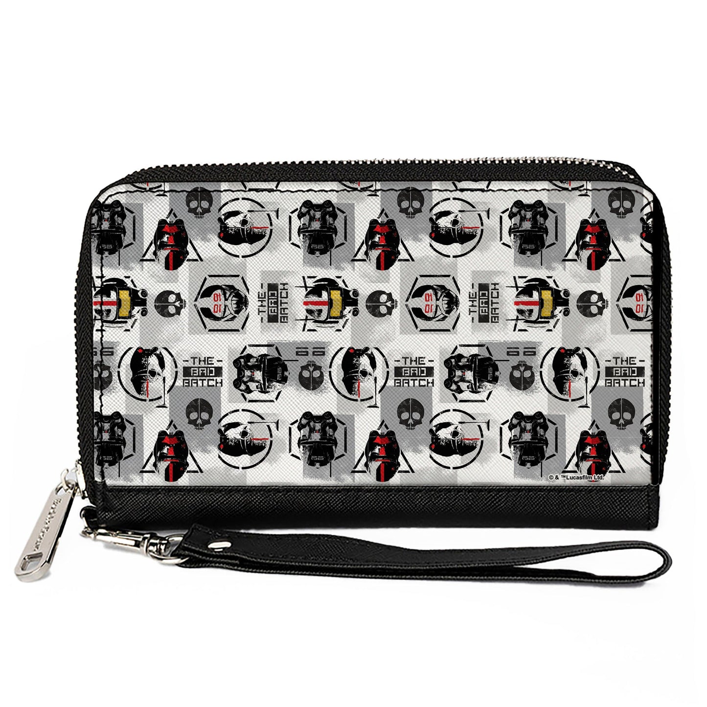 PU Zip Around Wallet Rectangle - Star Wars THE BAD BATCH Clone Force 99 Helmets Grays Black Red