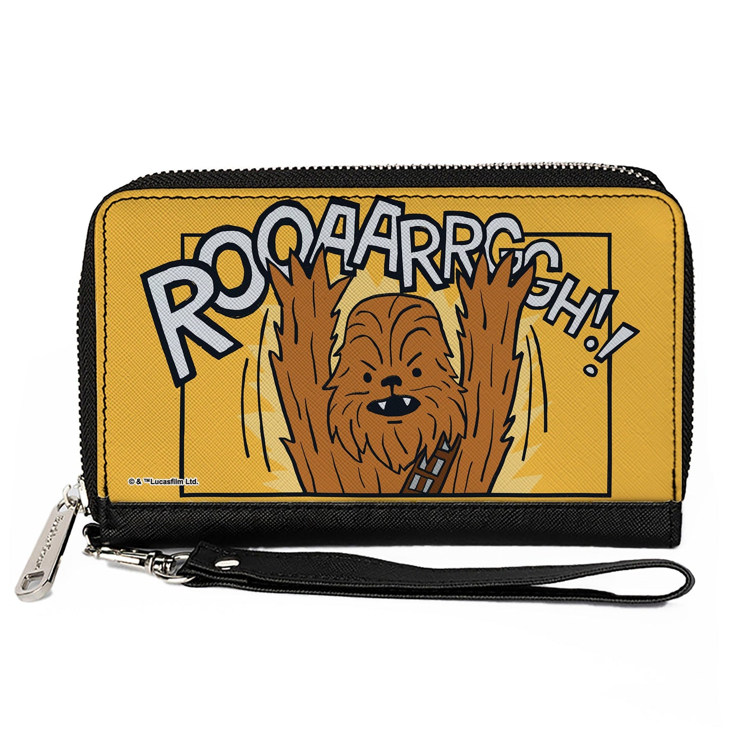 PU Zip Around Wallet Rectangle - Star Wars Chewbacca Arms Up ROOAARRGGH! Pose Yellows