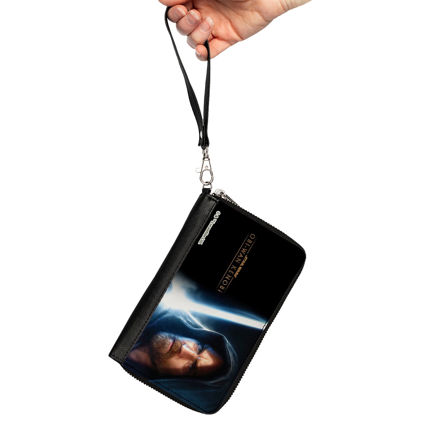 PU Zip Around Wallet Rectangle - Star Wars Obi-Wan Kenobi Lightsaber Pose and Series Logo