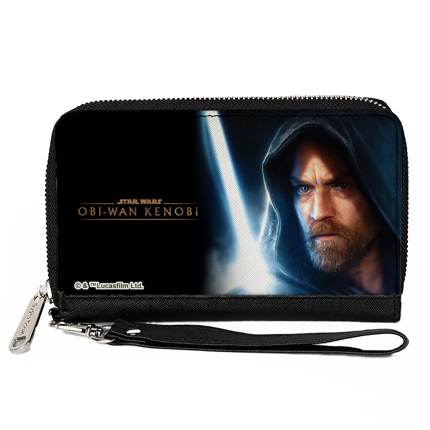 PU Zip Around Wallet Rectangle - Star Wars Obi-Wan Kenobi Lightsaber Pose and Series Logo