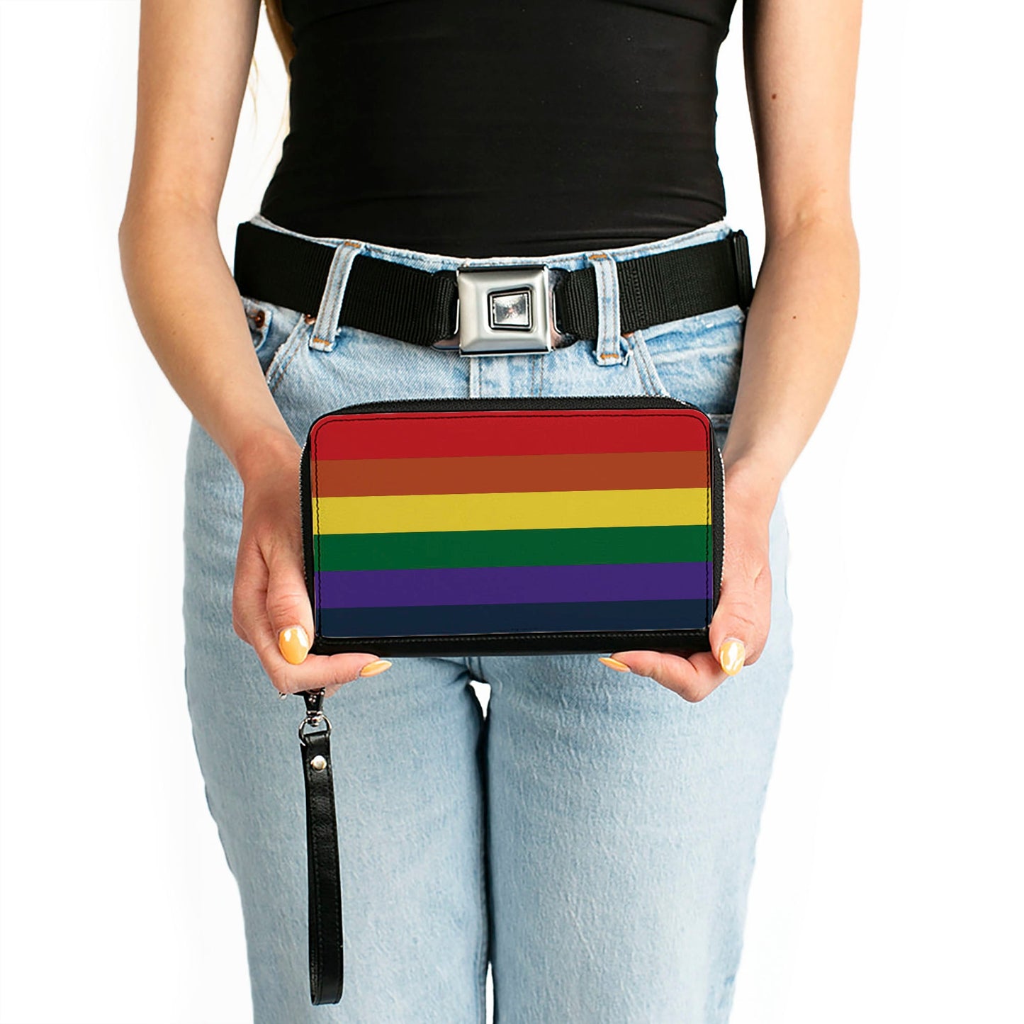 Women's PU Zip Around Wallet Rectangle - Rainbow