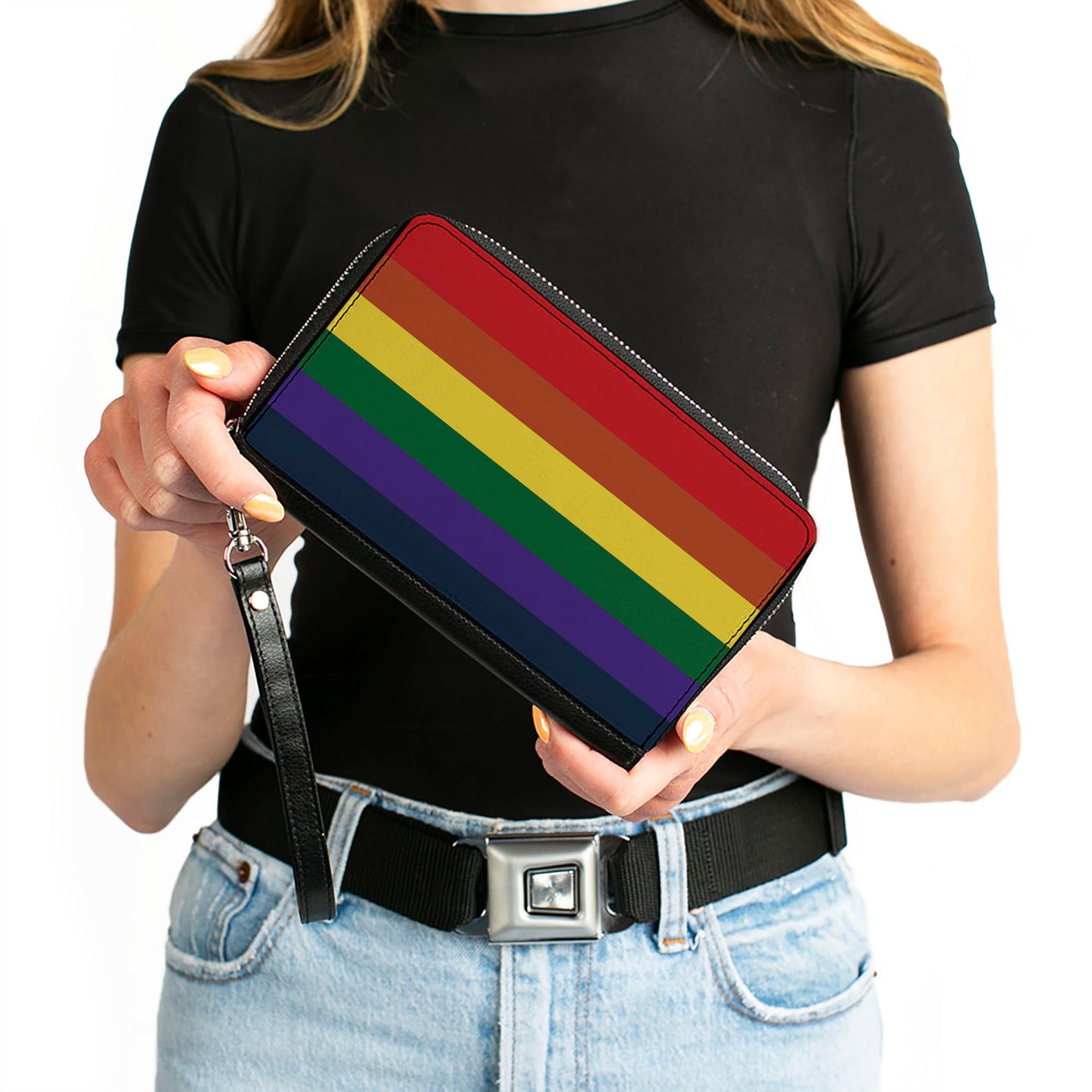 Women's PU Zip Around Wallet Rectangle - Rainbow