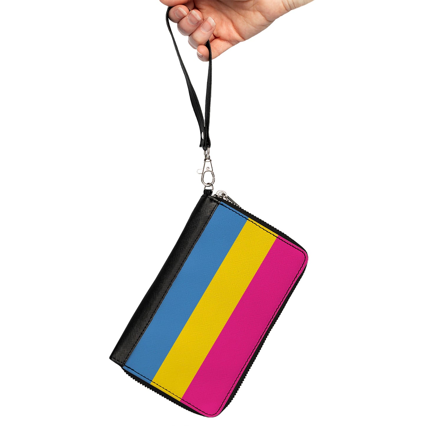 Women's PU Zip Around Wallet Rectangle - Flag Pansexual Pink Yellow Blue