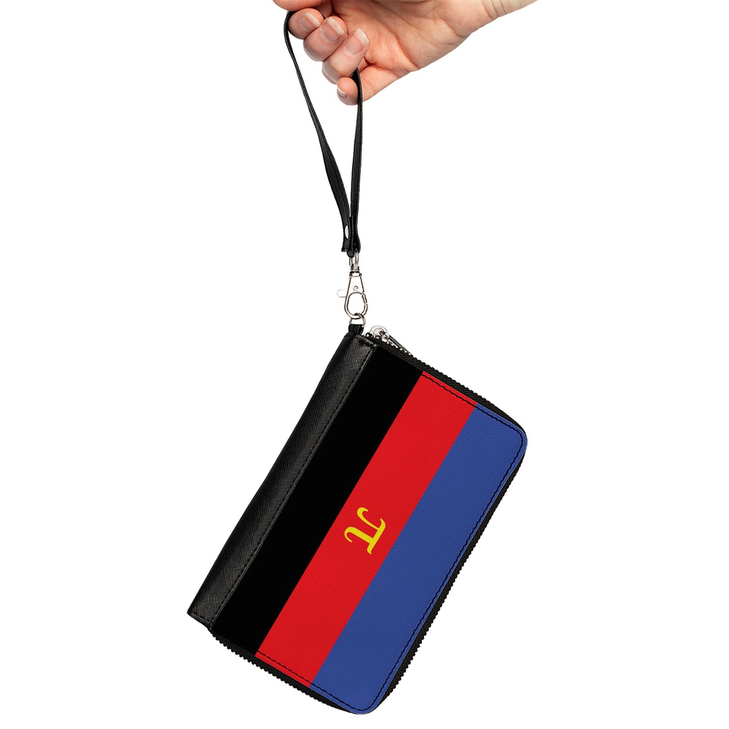 Women's PU Zip Around Wallet Rectangle - Flag Polyamorous Pi Symbol Blue Red Black Yellow