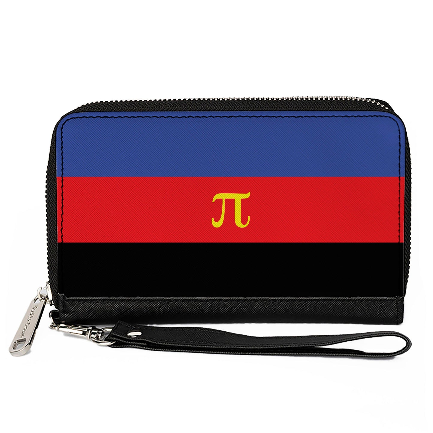 Women's PU Zip Around Wallet Rectangle - Flag Polyamorous Pi Symbol Blue Red Black Yellow