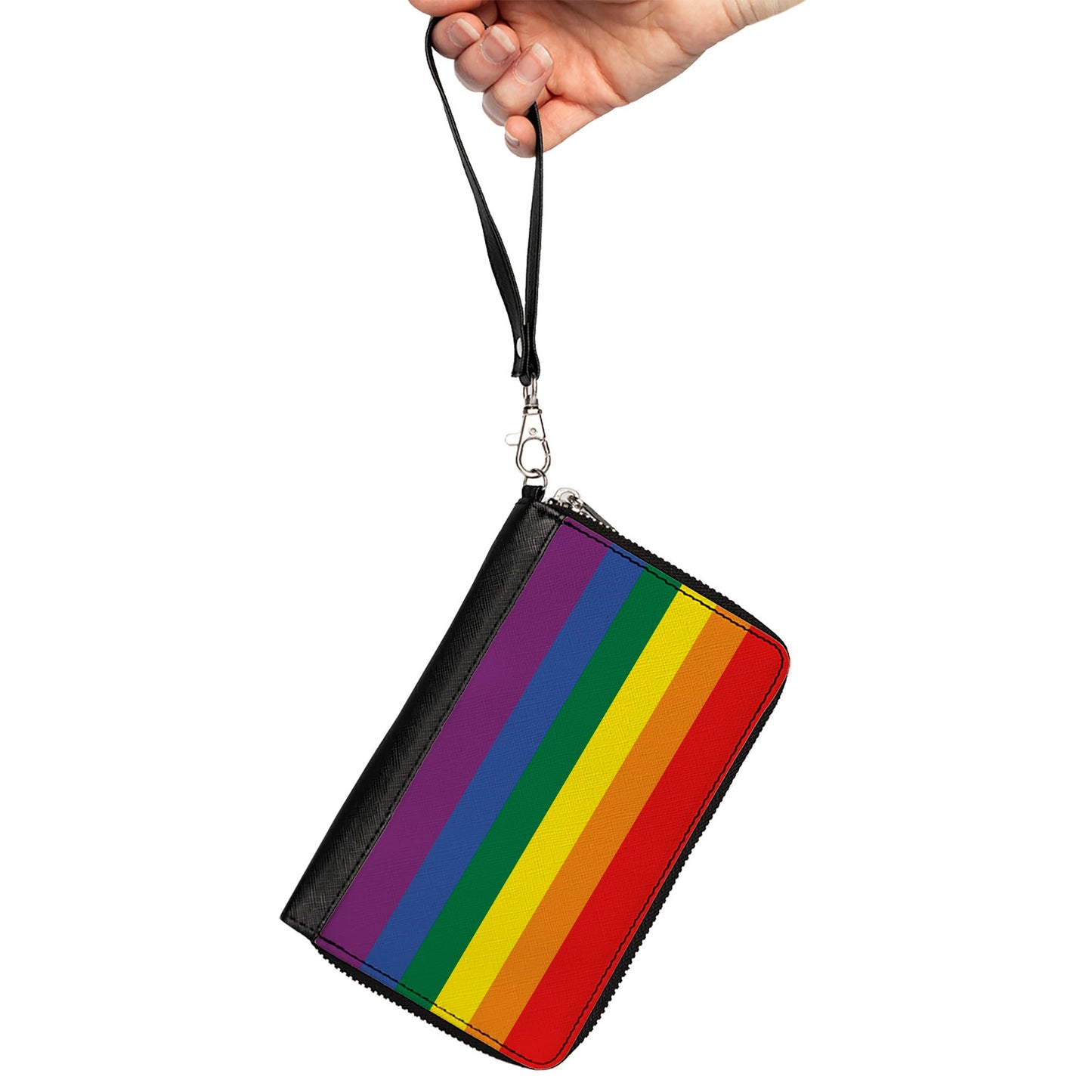 Women's PU Zip Around Wallet Rectangle - Flag Pride Rainbow