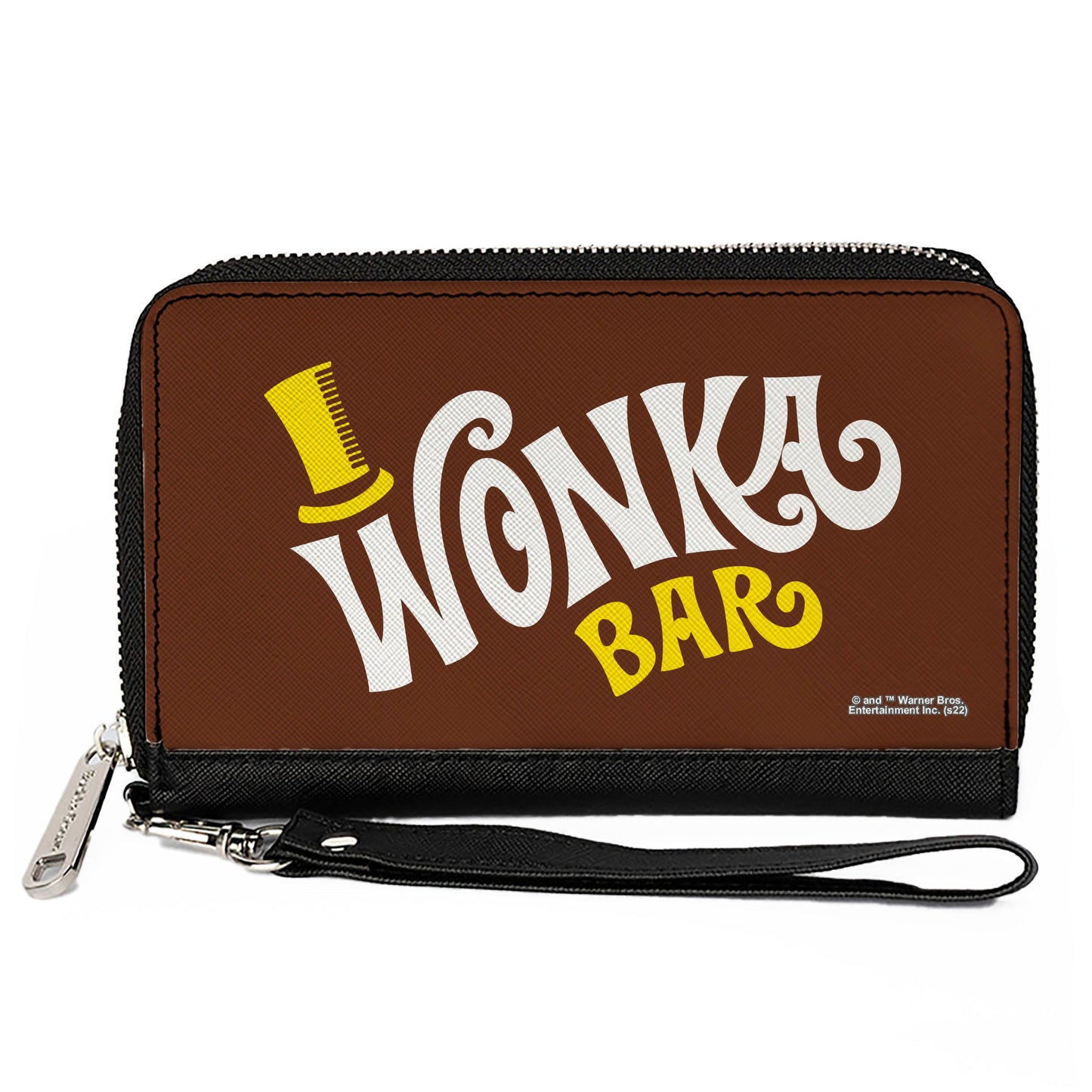 PU Zip Around Wallet Rectangle - Willy Wonka and the Chocolate Factory WONKA BAR Logo Brown Yellow White