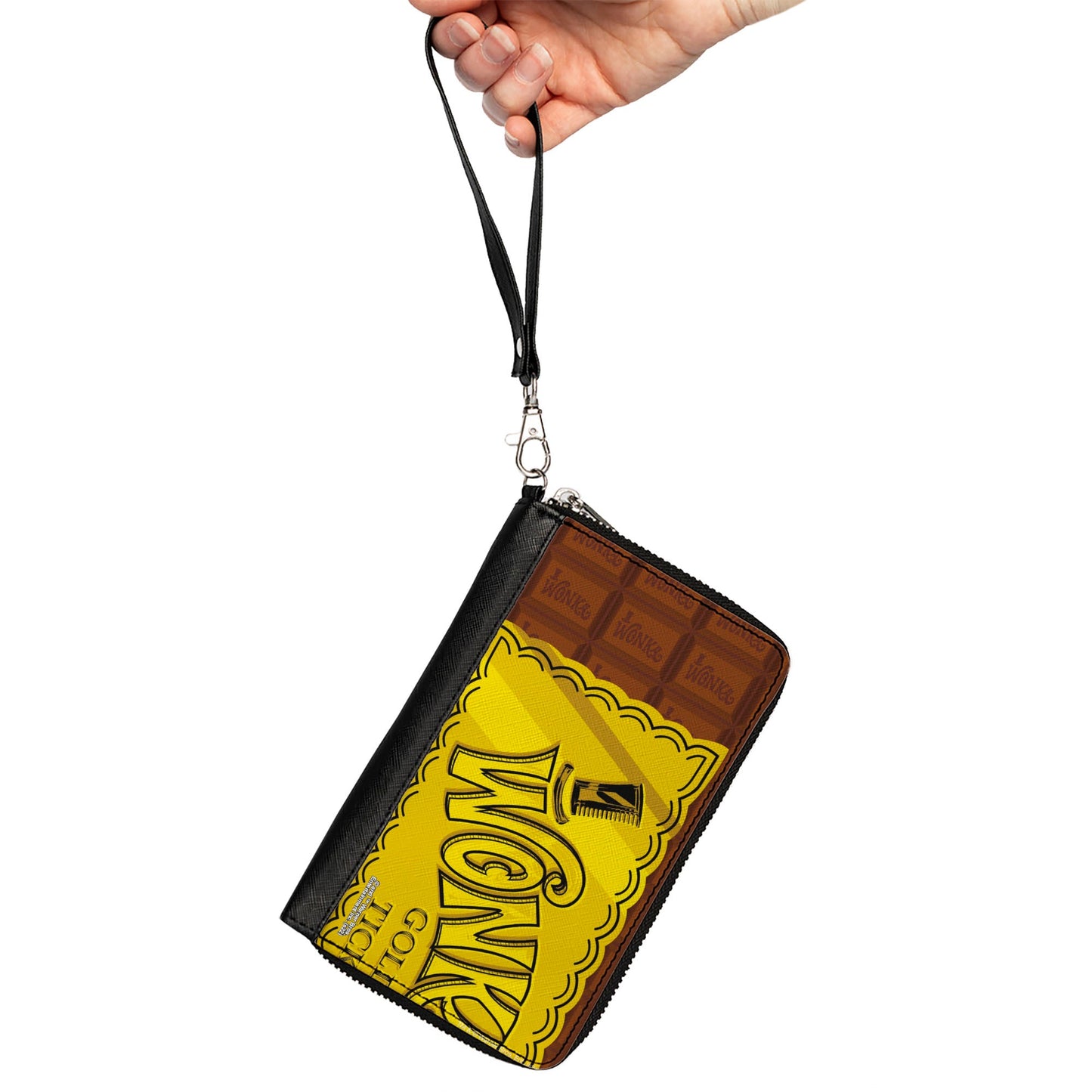 PU Zip Around Wallet Rectangle - Willy Wonka and the Chocolate Factory Golden Ticket Wonka Bar