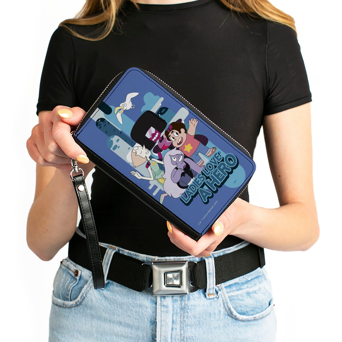 PU Zip Around Wallet Rectangle - Steven Universe LADIES LOVE A HERO Group Pose Blues