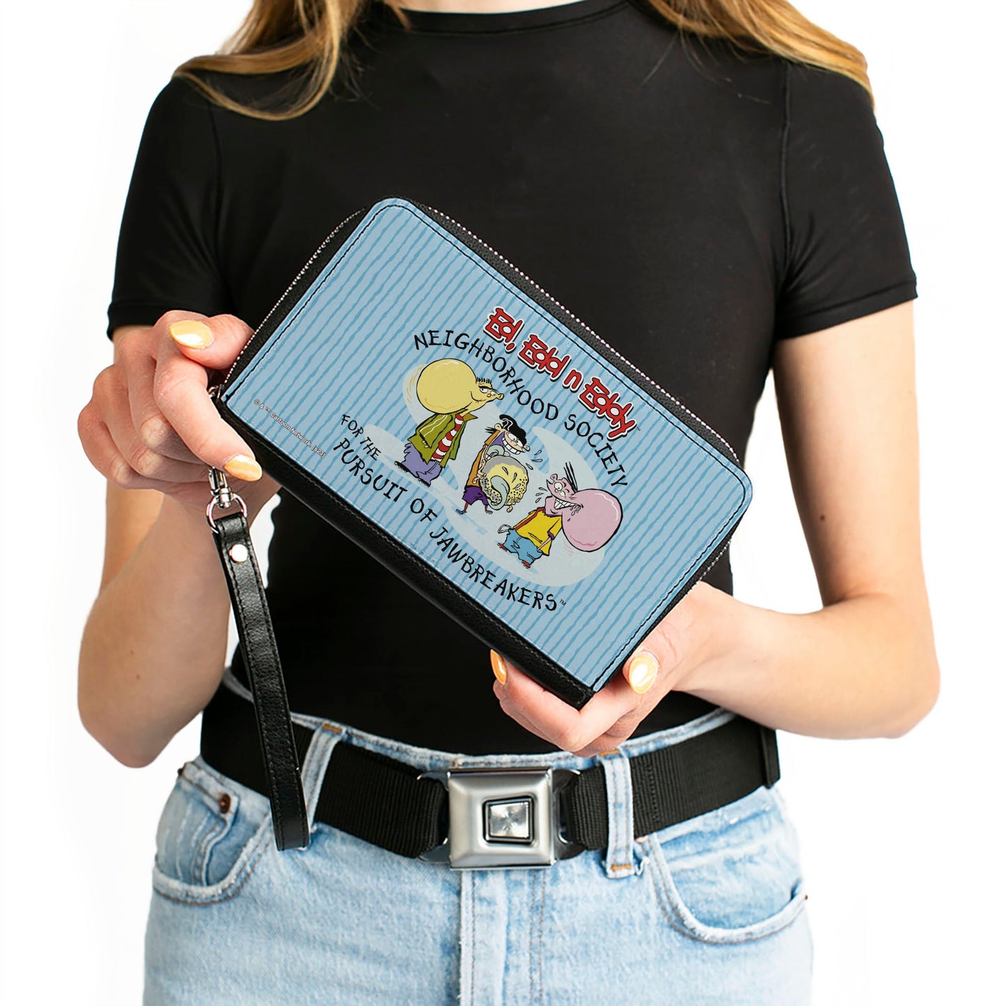 PU Zip Around Wallet Rectangle - ED EDD N EDDY JAWBREAKERS Pose and Title Logo Blues