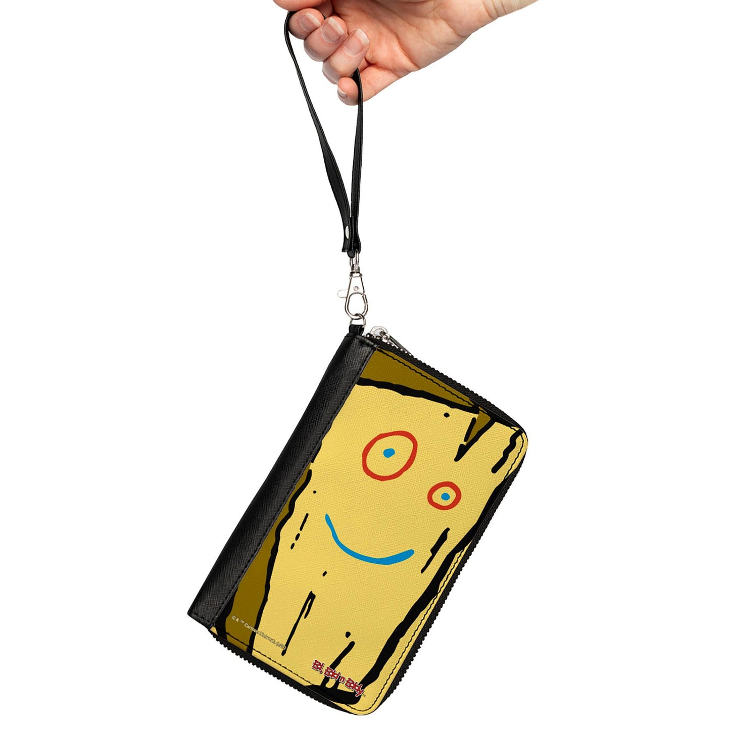 PU Zip Around Wallet Rectangle - Ed Edd n Eddy Plank Smiling Face CLOSE-UP Yellow