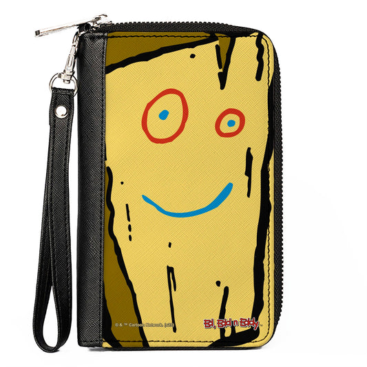 PU Zip Around Wallet Rectangle - Ed Edd n Eddy Plank Smiling Face CLOSE-UP Yellow