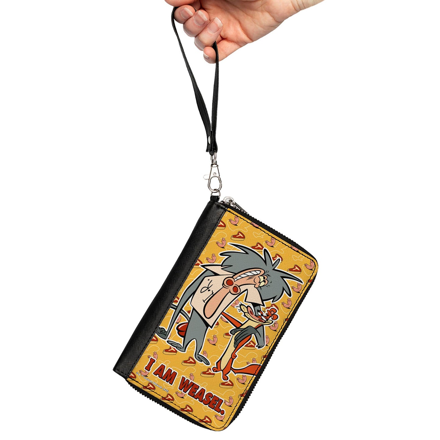 PU Zip Around Wallet Rectangle - I AM WEASEL IR Baboon and IM Weasel Pose and Title Logo Yellows