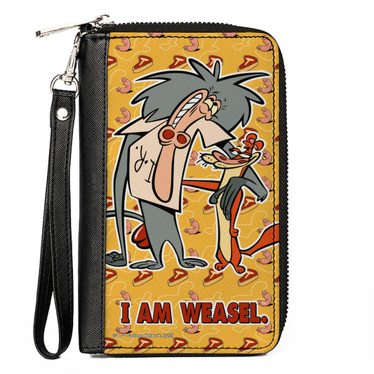 PU Zip Around Wallet Rectangle - I AM WEASEL IR Baboon and IM Weasel Pose and Title Logo Yellows