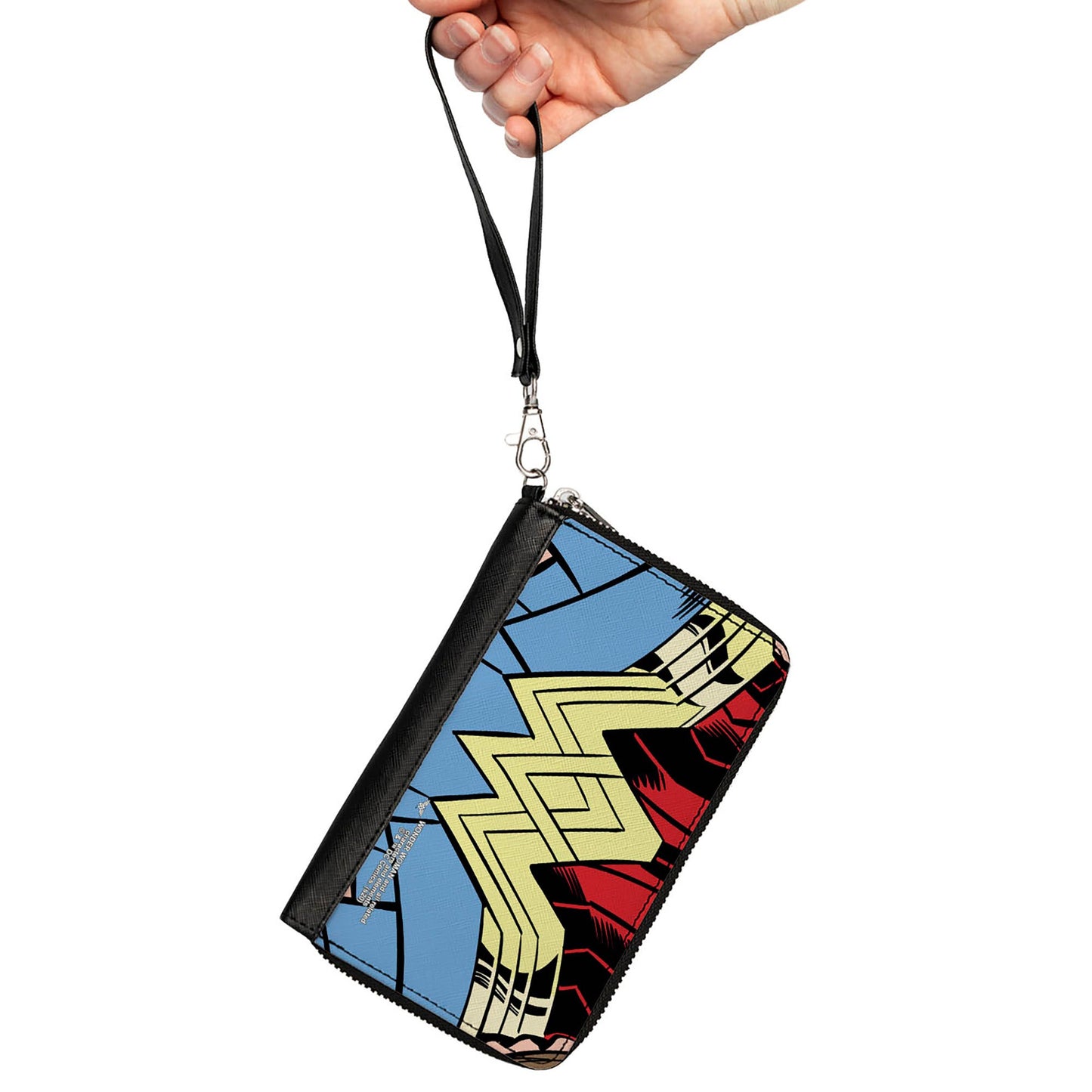 Women's PU Zip Around Wallet Rectangle - Wonder Woman 1984 WW Belt Logo CLOSE-UP