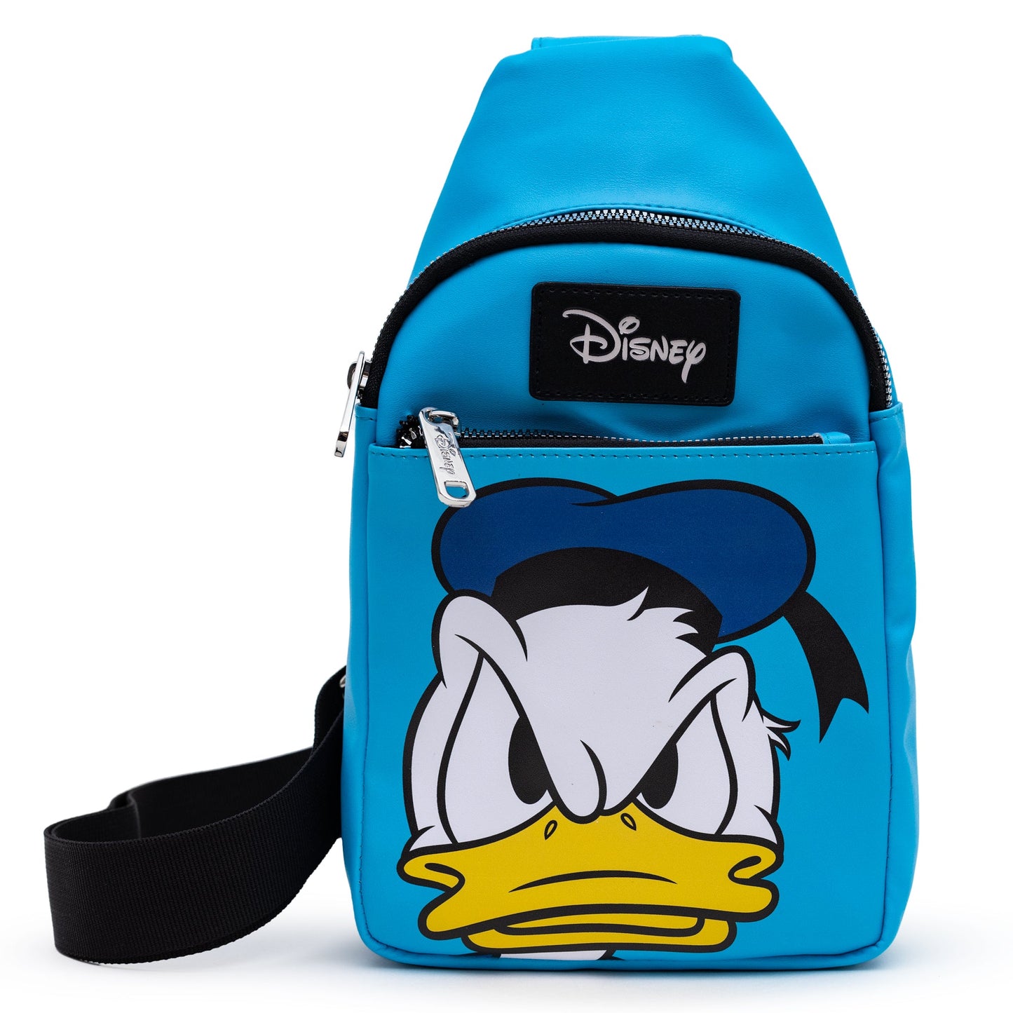 Disney Sling Bag, Donald Duck Face Close Up, Blue, Bounding, Vegan Leather