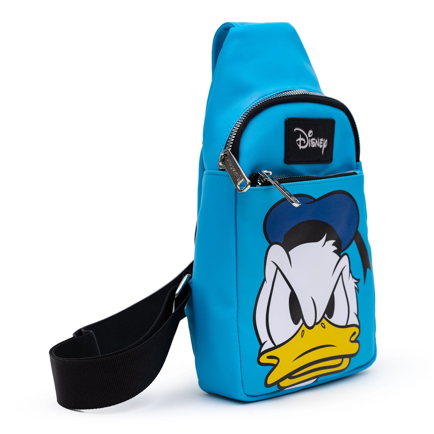 Disney Sling Bag, Donald Duck Face Close Up, Blue, Bounding, Vegan Leather