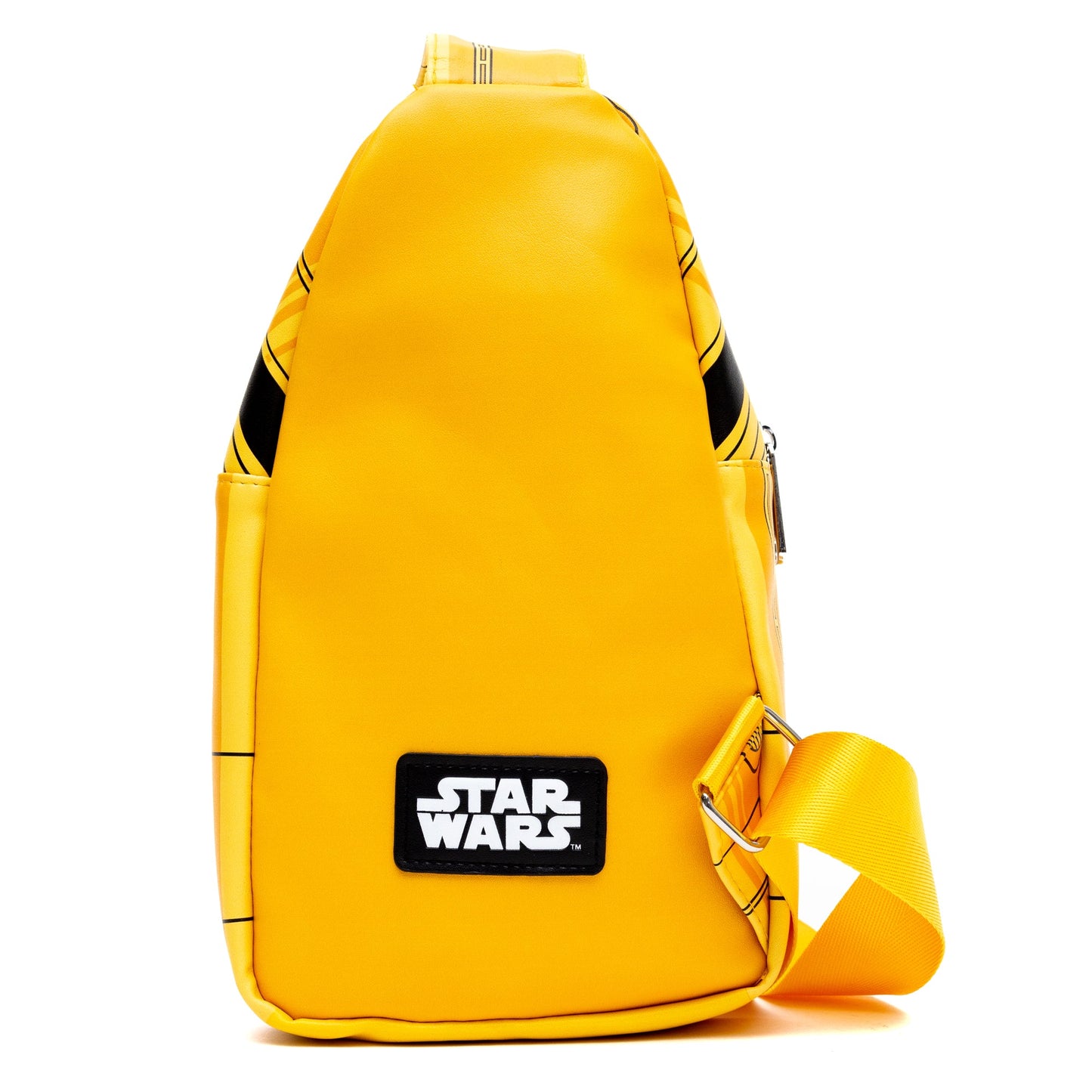 Star Wars Vegan Leather Crossbody Sling Bag with Adjustable Straps, C-3PO, Bounding, Yellow